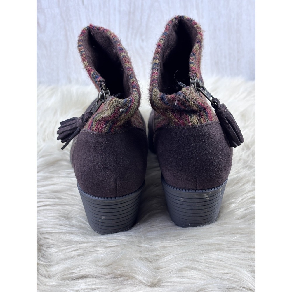 BOC Charon Ankle Boots Brown Suede Knit Collar Tassel Zip Women 9M Boho - Picture 8 of 12
